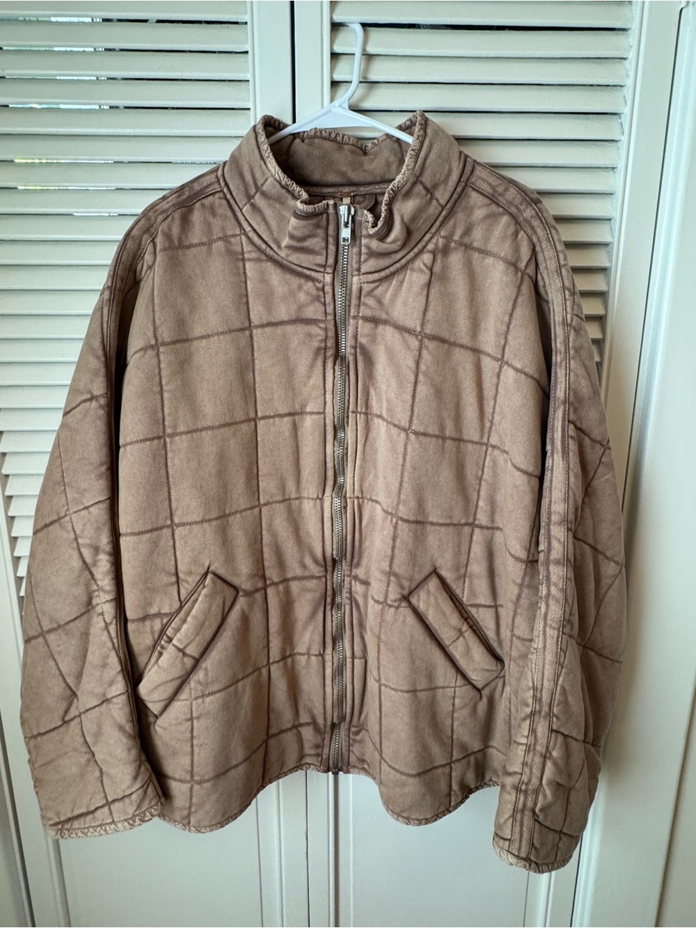 Free People Brown Dolman Quilted Knit Jacket - L